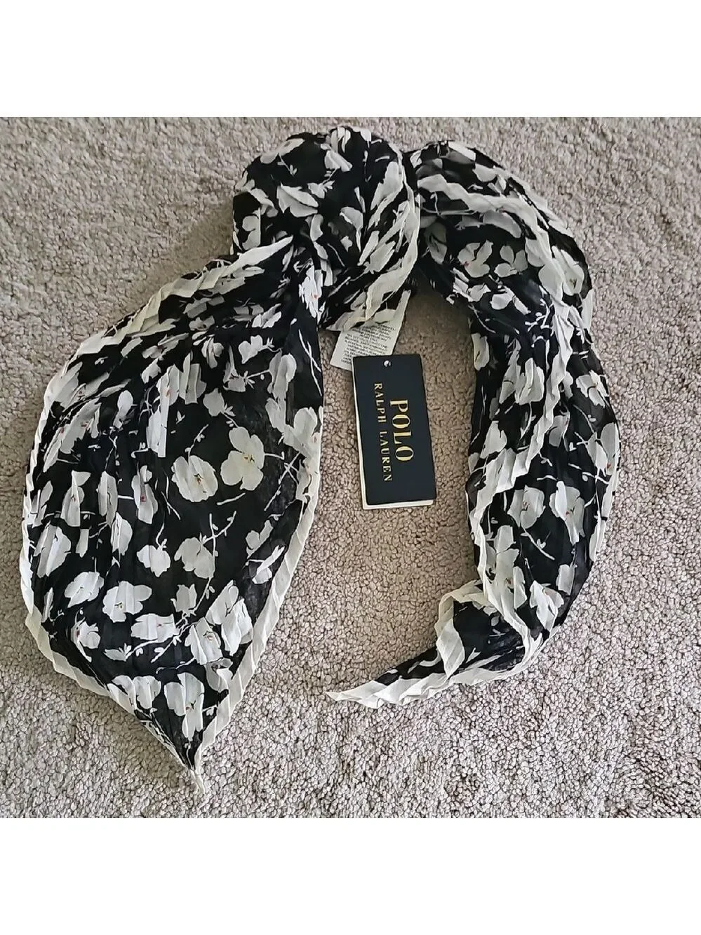 Polo by Ralph Lauren Black and White Animal Print Scarf